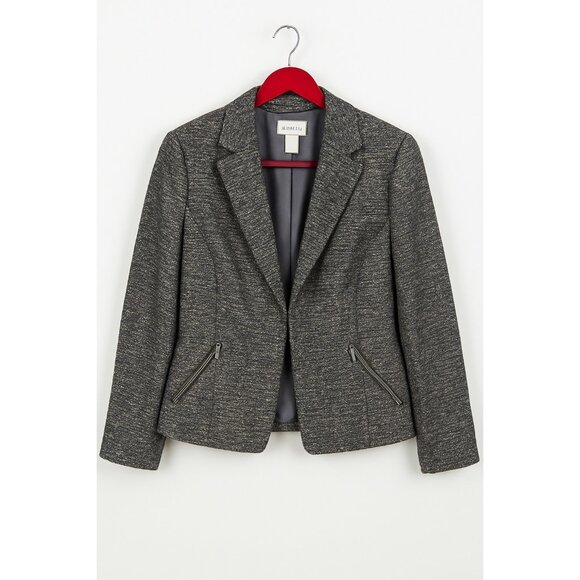 Chico's Jackets & Blazers - Chico’s NWT Metallic Tweed Blazer Jacket Silver Gray Size 1 Medium Career